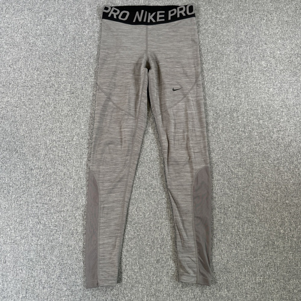 Nike Pro Dri-FIT Gray Compression Leggings Women's Size‎ M Medium Athletic Gym